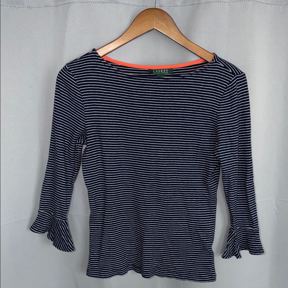 Lauren Ralph Lauren Long sleeve Peplum Tee Y2K 90s preppy girlie Size medium